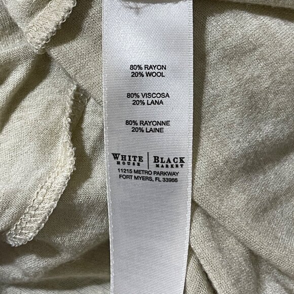 WHBM Tank Top T-Shirt Cream Side Drape Size S Small Wool Blend - Picture 5 of 6